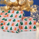 Papel De Regalo Color del agua verde rojo Merry Christmas Tree<br><div class="desc">Color del agua verde rojo Merry Christmas Tree</div>