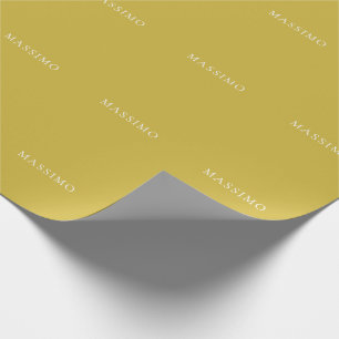 Papel De Regalo Color Dorado Moderno Minimalista Tu Nombre