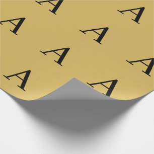 Papel De Regalo Color dorado monograma simple agregar nombre inici
