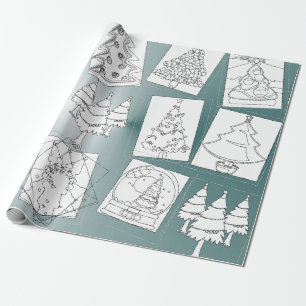 Papel De Regalo Color Me Christmas Trees Wrapping Paper