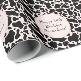 Papel De Regalo Color negro blanco sobre Piel de vaca rosa Imprimi