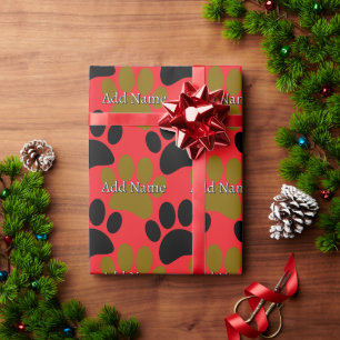 Papel De Regalo Color negro y marrón Paw Imprimir nombre personali
