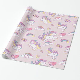 Papel De Regalo Color pastel unicornio magico personalizado