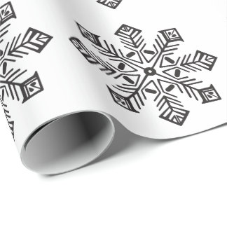 Papel De Regalo COLOR PERSONALIZADO: Silueta de copo de nieve simp
