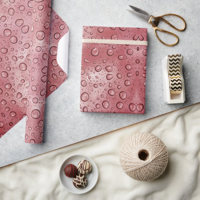 Papel De Regalo Color Rojo Agua goteo Aspecto Diversión (Artesanía)