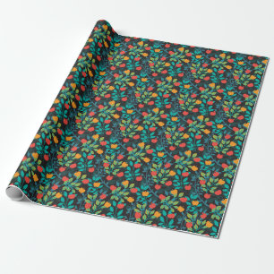 Papel De Regalo Color rojo primavera y verde patrón de fruta de Ap