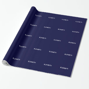 Papel De Regalo Color sólido DIY BG, Nombre Monograma - Azul marin