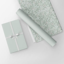 Papel De Regalo Color verde del sabio blanco claro minimalista