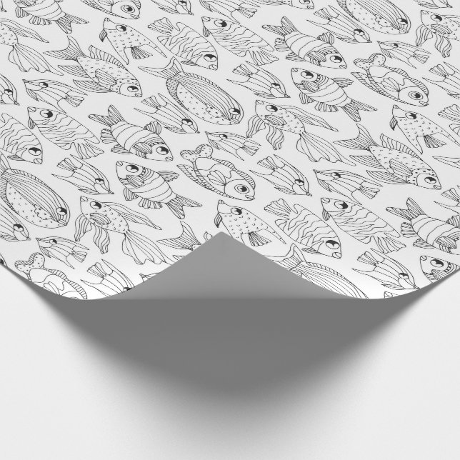 Papel De Regalo Coloree sus propios pescados tropicales (Esquina)