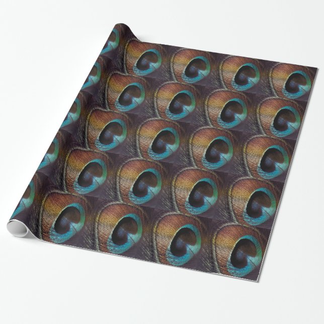 Papel De Regalo Colores Antiguos Ojo de Pluma de Pavo Real (Desenrollado)