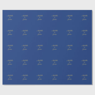 Papel De Regalo Colores Azul y Dorado Profesional Moderno de Moda