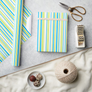 Papel De Regalo Colores azules y verdes sencillo Patrón de rayas