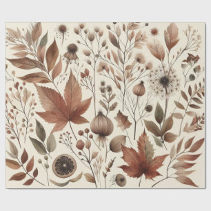 Papel De Regalo Colores de agua botánicos elegantes florales otoña
