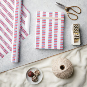 Papel De Regalo Colores de agua Patriótico Rojo Tiras de Blanco y 