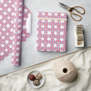 Papel De Regalo Colores de agua Patriótico Rojo Tiras de Blanco y