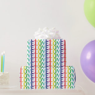 Papel De Regalo Colores de arcoíris de amor patrón blanco orgullo 