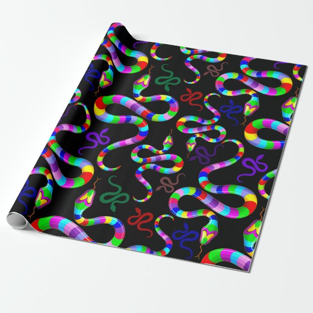 Papel De Regalo Colores de arcoiris psicodélicos de serpiente (Desenrollado)
