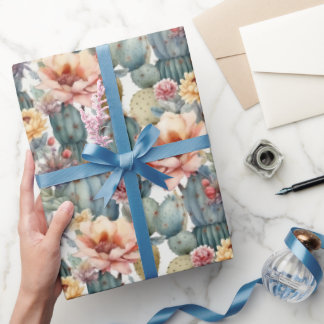 Papel De Regalo Colores de caídas de flores de cactus del rosa del