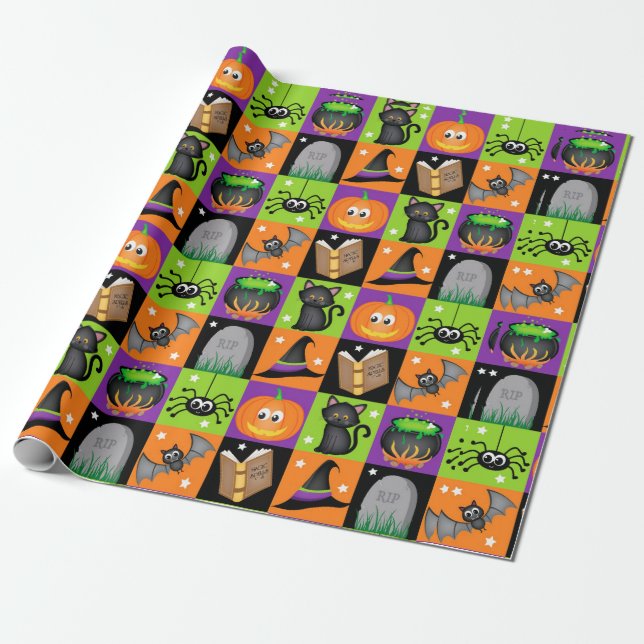 Papel De Regalo Colores de Halloween (Desenrollado)