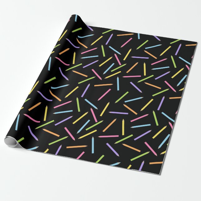 Papel De Regalo Colores de lápices negros (Desenrollado)
