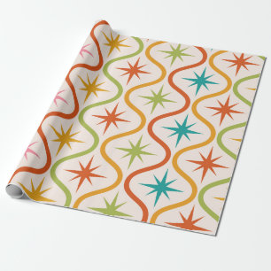 Papel De Regalo Colores de mediados de siglo Estallidos de estrell