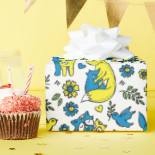 Papel De Regalo Colores de niños ucranianos madres de animales azu