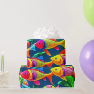 Papel De Regalo Colores de peces de la vida marina vibraciones de