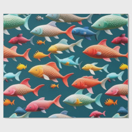 Papel De Regalo Colores de peces de la vida marina vibraciones de 