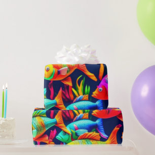 Papel De Regalo Colores de peces de la vida marina vibraciones de