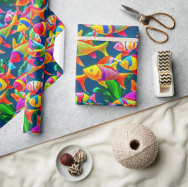 Papel De Regalo Colores de peces de la vida marina vibraciones de 