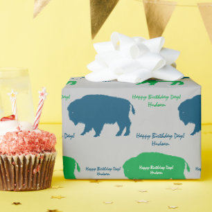 Papel De Regalo Colores de Personalizado de búfalo verde azul beig