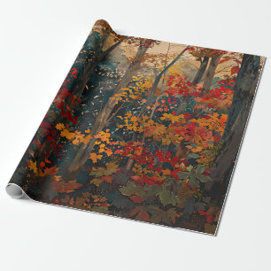 Papel De Regalo Colores del Follaje Otoñal Bosque Colorido Decoupa
