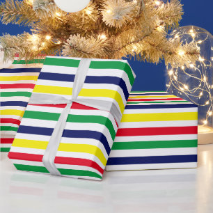 Papel De Regalo Colores DIY 4 Franja Rojo Azul Amarillo Verde Blan