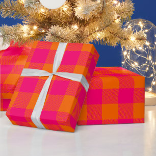 Papel De Regalo Colores DIY Buffalo Plaid Tartán Med SV Naranja Ro