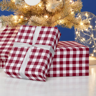 Papel De Regalo Colores DIY Buffalo Plaid Tartán SM SV Burgundy Wh