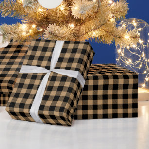 Papel De Regalo Colores DIY Buffalo Plaid Tartán SM SV Negro Camel