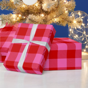 Papel De Regalo Colores DIY Buffalo Plaid Tartán SV Rojo Altpink