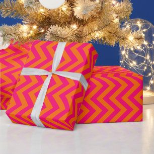 Papel De Regalo Colores DIY Chevron Zigzag Rosa Frambuesa Naranja
