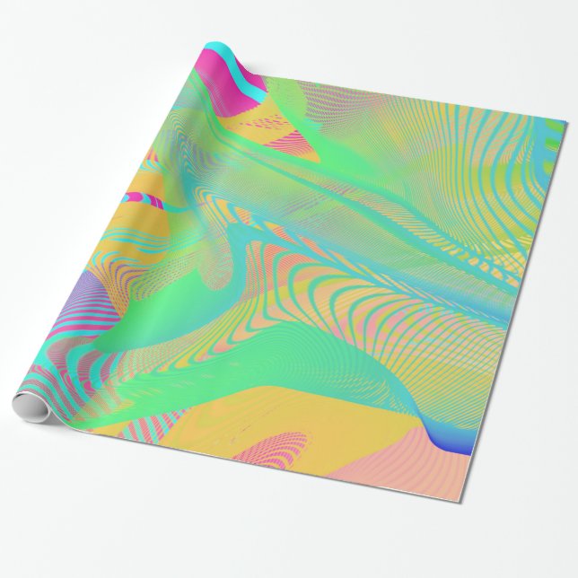 Papel De Regalo COLORES FLUO - Arte Fractal - (Desenrollado)