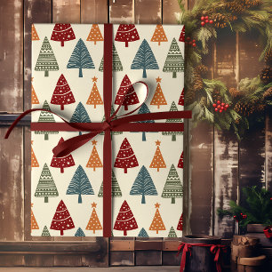 Papel De Regalo Colores Naturales Árbol de Navidad con Tonos Terro