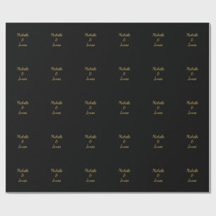 Papel De Regalo Colores Negro y Dorado Profesional Moderno y de Mo