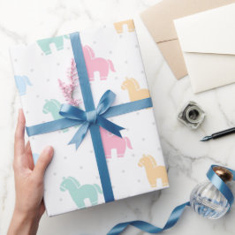 Papel De Regalo Colores pastel adorables caballos patrón de puntos