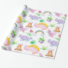 Papel De Regalo Colores Pastel de Dinosaurio Bebé