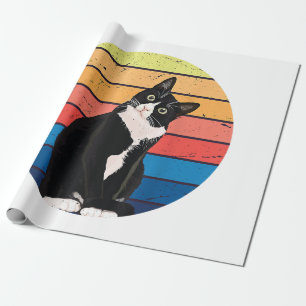 Papel De Regalo Colores retro de regalo de gato de Tuxedo para ama