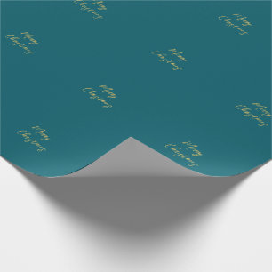 Papel De Regalo Colores Verde Teal Oscuro y Dorado Feliz Navidad