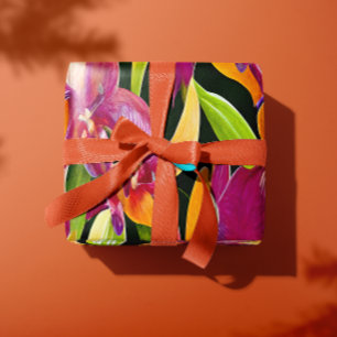 Papel De Regalo Colores vibrantes tropicales Botánicos florales