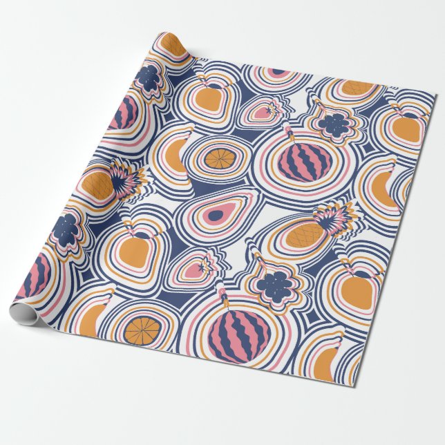 Papel De Regalo Colorful Abstract Fruit Pattern (Desenrollado)
