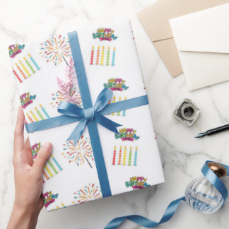 Papel De Regalo Colorful Birthday Candle Wrapping Paper 