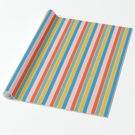 Papel De Regalo Colorful blue red pink festive stripes 