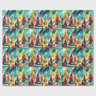 Papel De Regalo Colorful design of Christmas trees